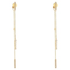 Pave Bars 14K (or 18k upon request) Yellow Gold Double Chain Drop Earrings