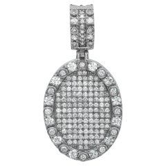 Pendentif en or blanc 14K serti de diamants ronds et ovales 1.77Cttw