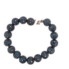 Pave Blue Diamond Beaded Bracelet
