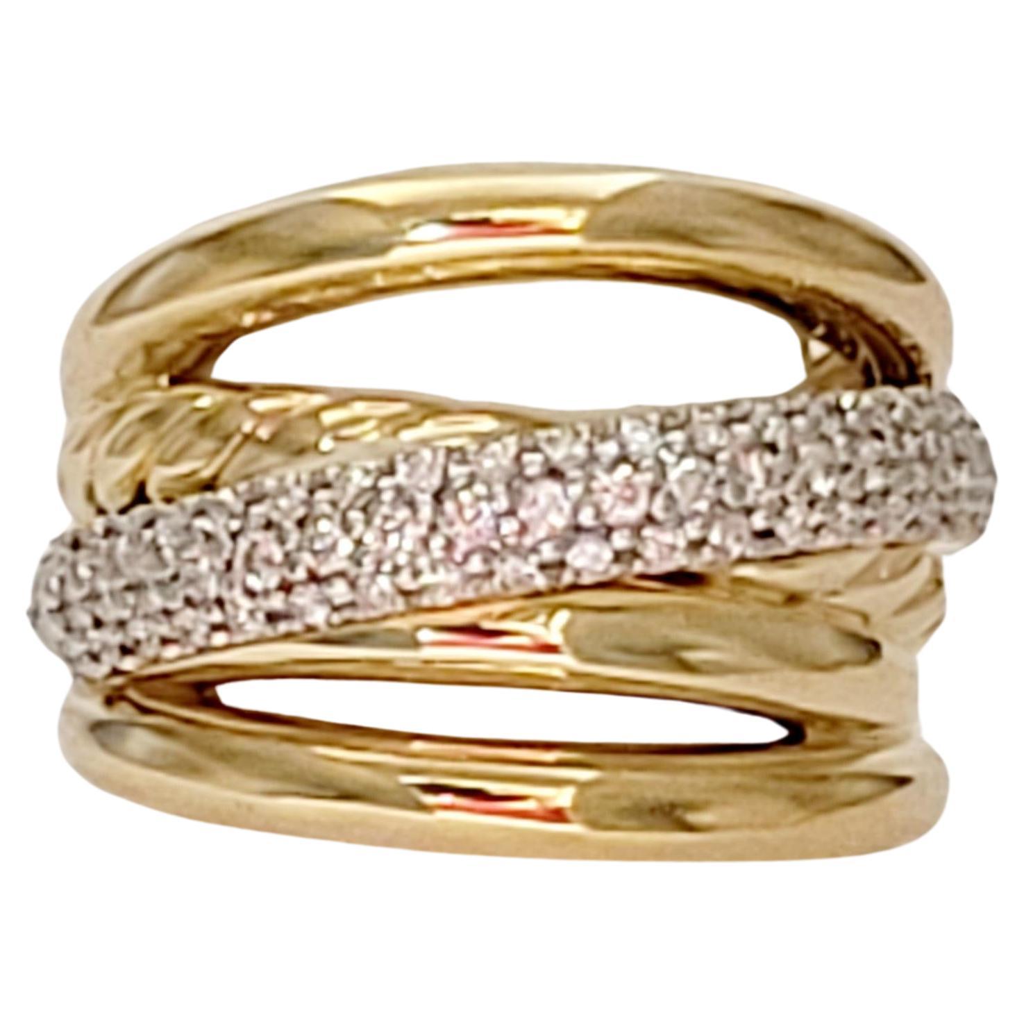 Brand David Yurman
18K Yellow Gold
Pave-set diamonds 0.62 total carat weight
Ring: 17.7mm
Ring Size 9
Weight: 21.6gr 
Condition: New, never worn
Retail Price: $5.925
Comes with David Yurman Ring Box