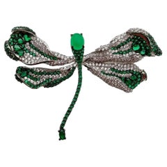 Pave Crystal Dragonfly Statement Vintage Brooch Pin
