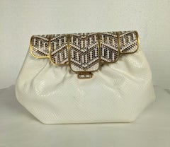 Pave Crystal Snakeskin Clutch, Finesse La Model