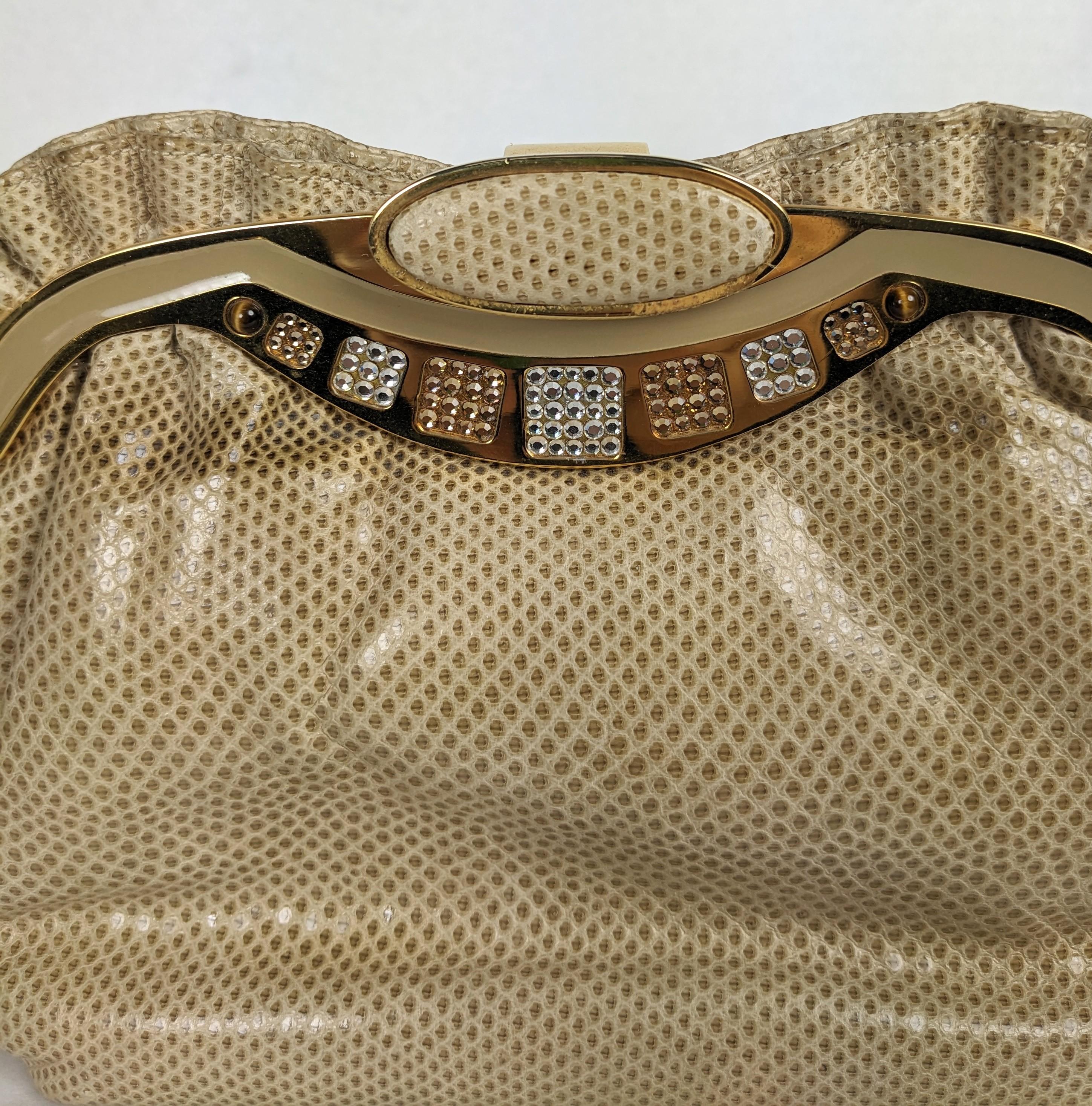 Brown Pave Crystal Snakeskin Clutch, Finesse La Model For Sale