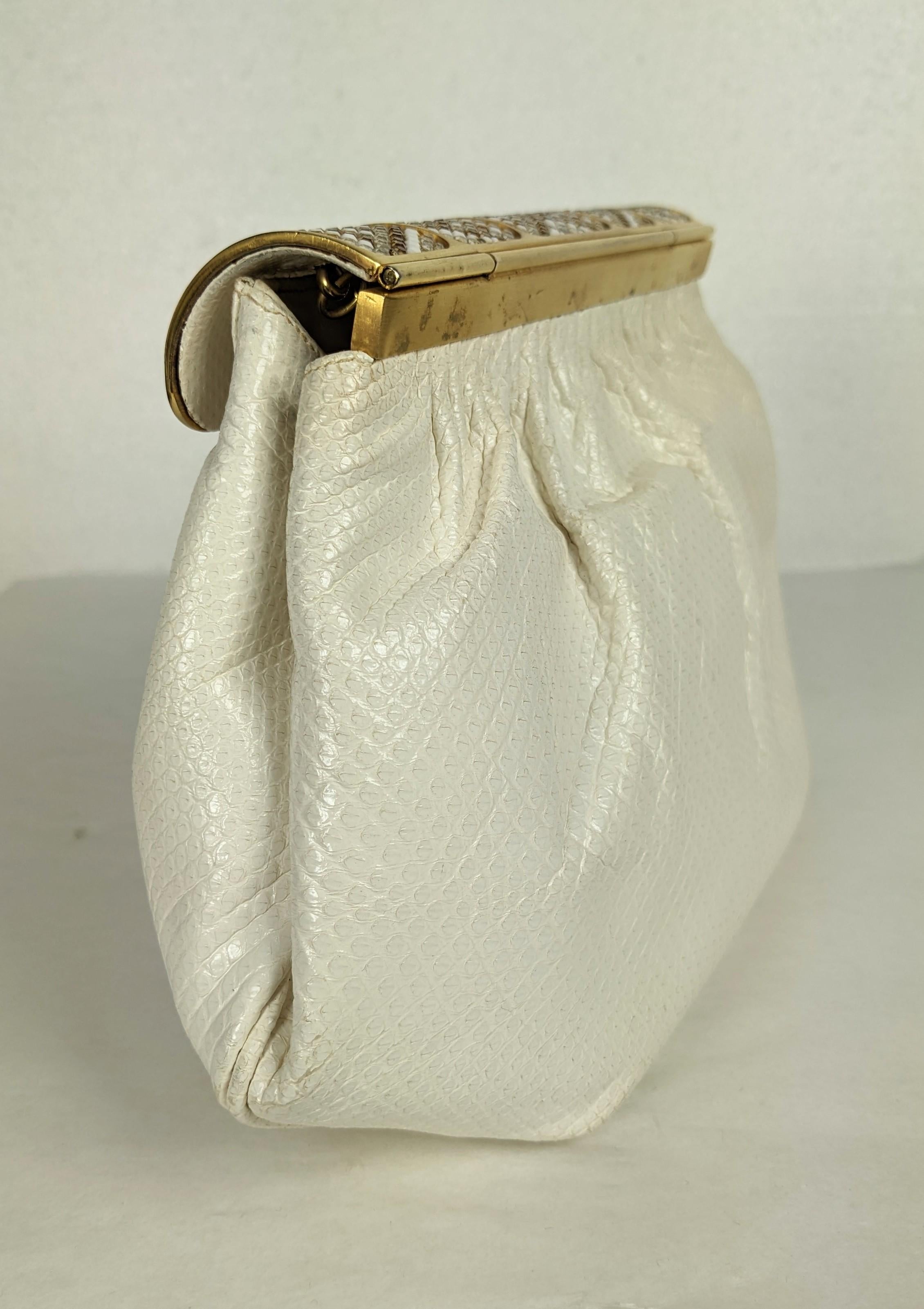 Pave Crystal Snakeskin Clutch, Finesse La Model In Good Condition For Sale In New York, NY