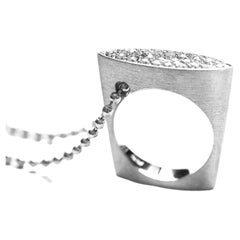 Pavé Cubic Zirconia Sterling Silver Pendant Necklace Fashion Cocktail Ring 