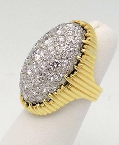 Pave' Diamond and 18 Karat Yellow/White Gold Dome Ring