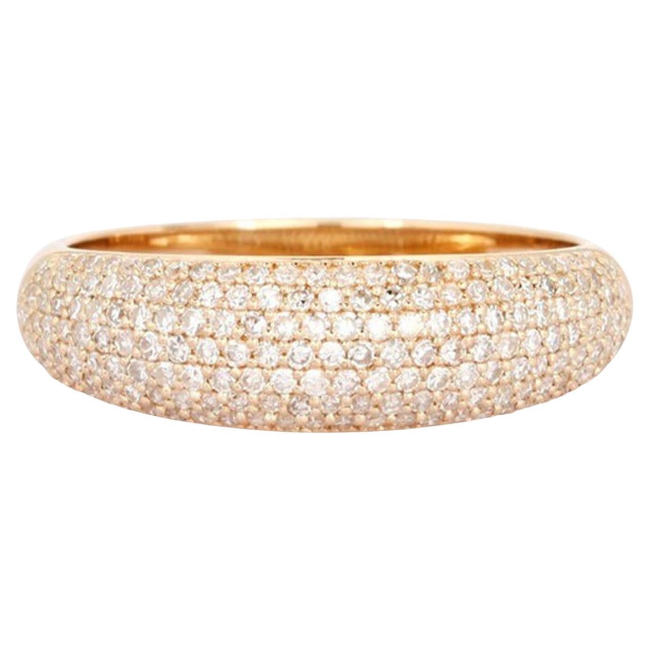 For Sale:  Pave Diamond 14K (or 18k upon request) Gold Domed Band Ring