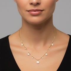Pave Diamond 14K (or 18k upon request) Yellow Gold Disc Drop Necklace