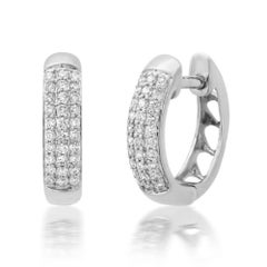 Pave Diamond 14K Gold Huggie Hoop Earrings