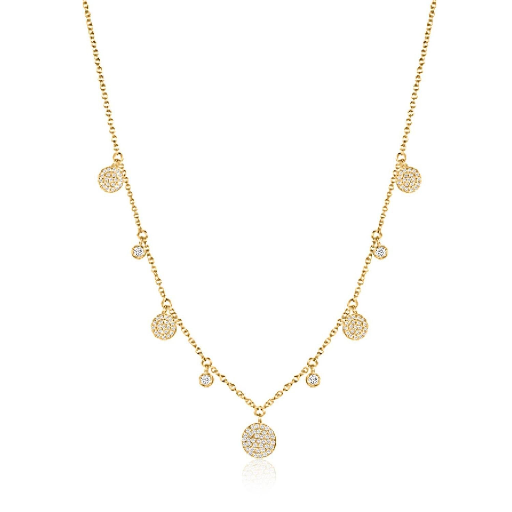 Collier goutte en or jaune 14 carats avec diamants pavés