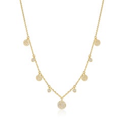 Pave Diamant 14K Gelbgold Scheibe Tropfen Halskette