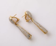 Pave Diamond 18 k Gold Drop Earrings