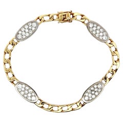 Pave Diamond 18 Karat Two Tone Gold Modern Link Bracelet