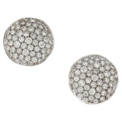 Pavé Diamond 18 Karat White Gold Disc Earclip Earrings Designed By Ivan & Co.