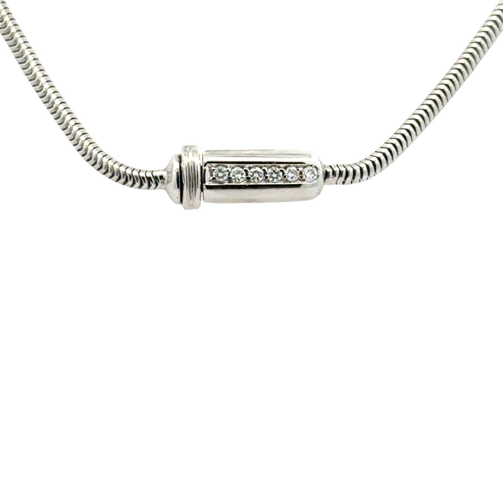 Collier avec pendentif en forme de goutte en or blanc 18 carats Pavé Diamond Snake Chain en vente 4