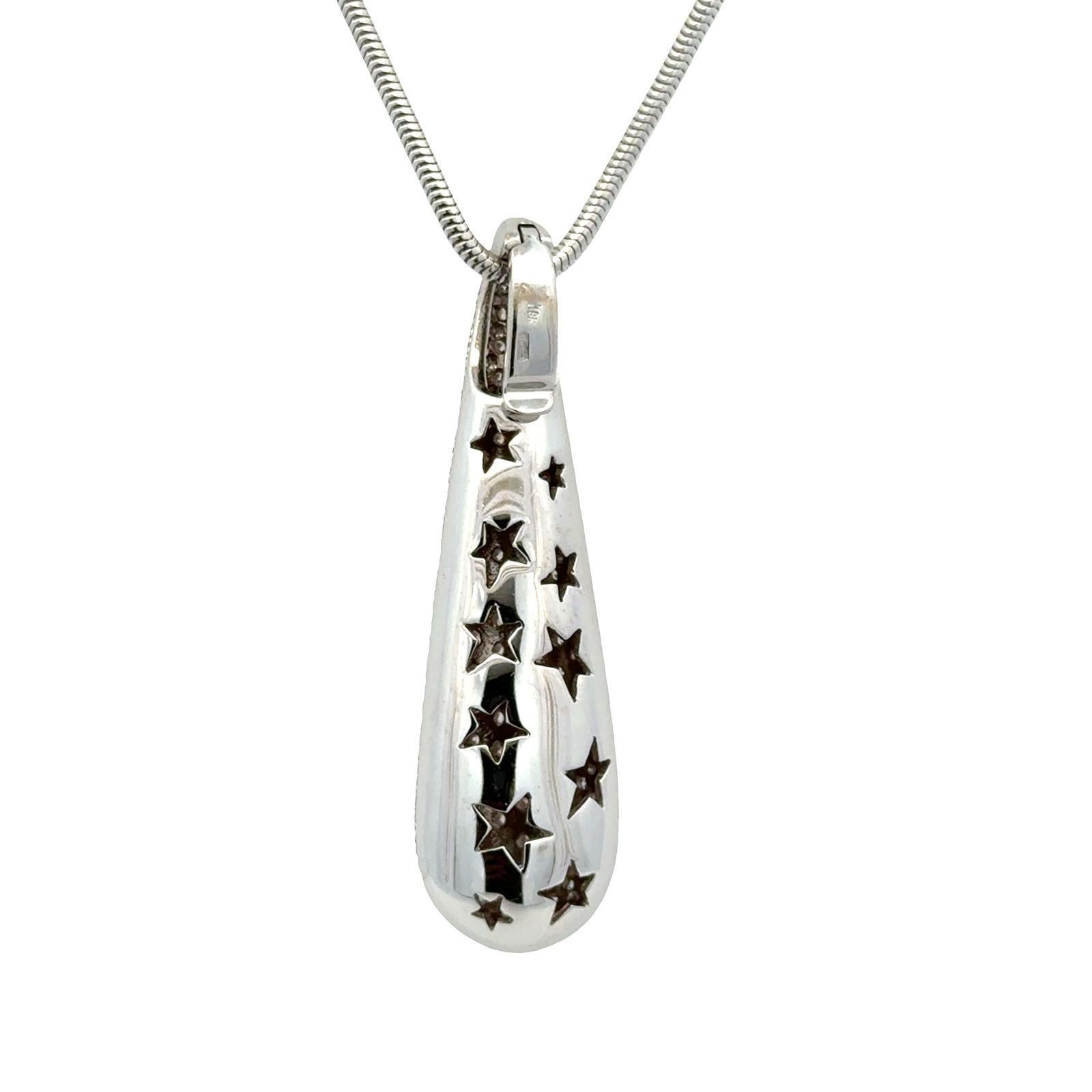 Collier avec pendentif en forme de goutte en or blanc 18 carats Pavé Diamond Snake Chain en vente 3