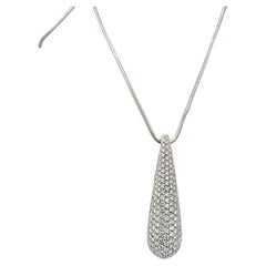 Collier avec pendentif en forme de goutte en or blanc 18 carats Pavé Diamond Snake Chain