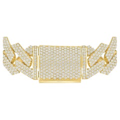 Pave Diamond 18K Gold Cuban Link Bracelet