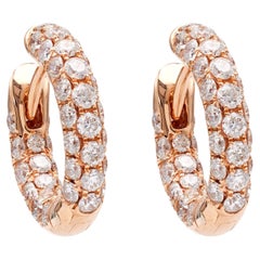 Pavé Diamond 18k Rose Gold Huggie Hoop Earrings