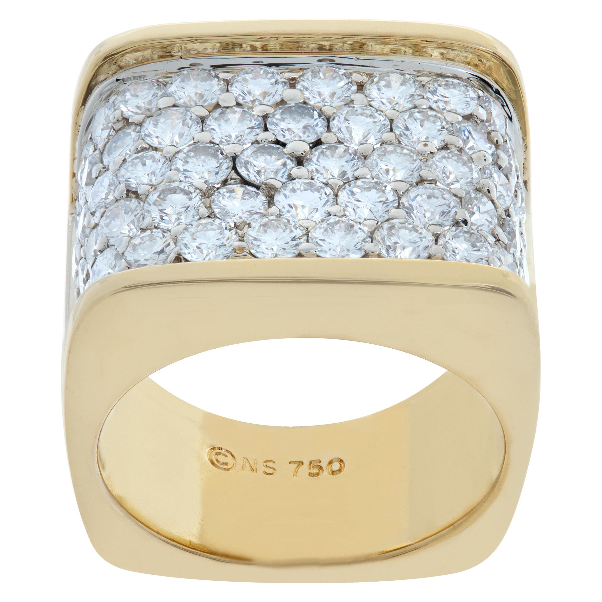 Pave diamond 18k yellow gold ring  For Sale
