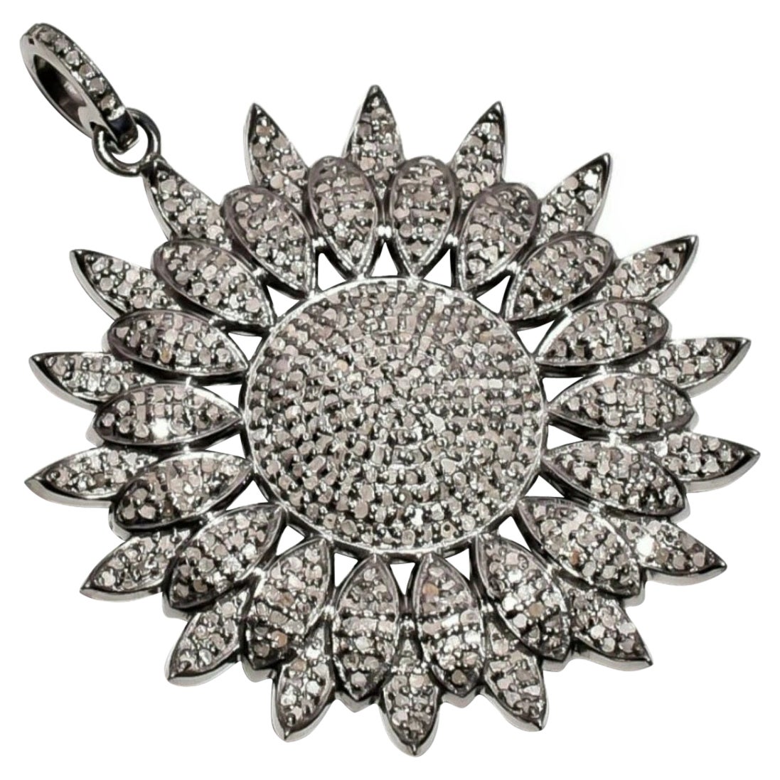 Pave Diamond 925 Sterling Silber Blume Anhänger Old Victorian Style Anhänger Geschenk