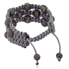 Pave Diamond Adjustable Beaded Macrame Handmade Bracelet