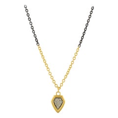 Pave Diamond and 14 Karat Gold Shield Pendant