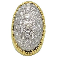 Pave
 Diamond and 18 Karat Yellow/White Gold Dome Ring