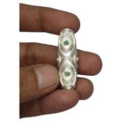 Pave diamond and emerald Dze beads 925 sterling silver