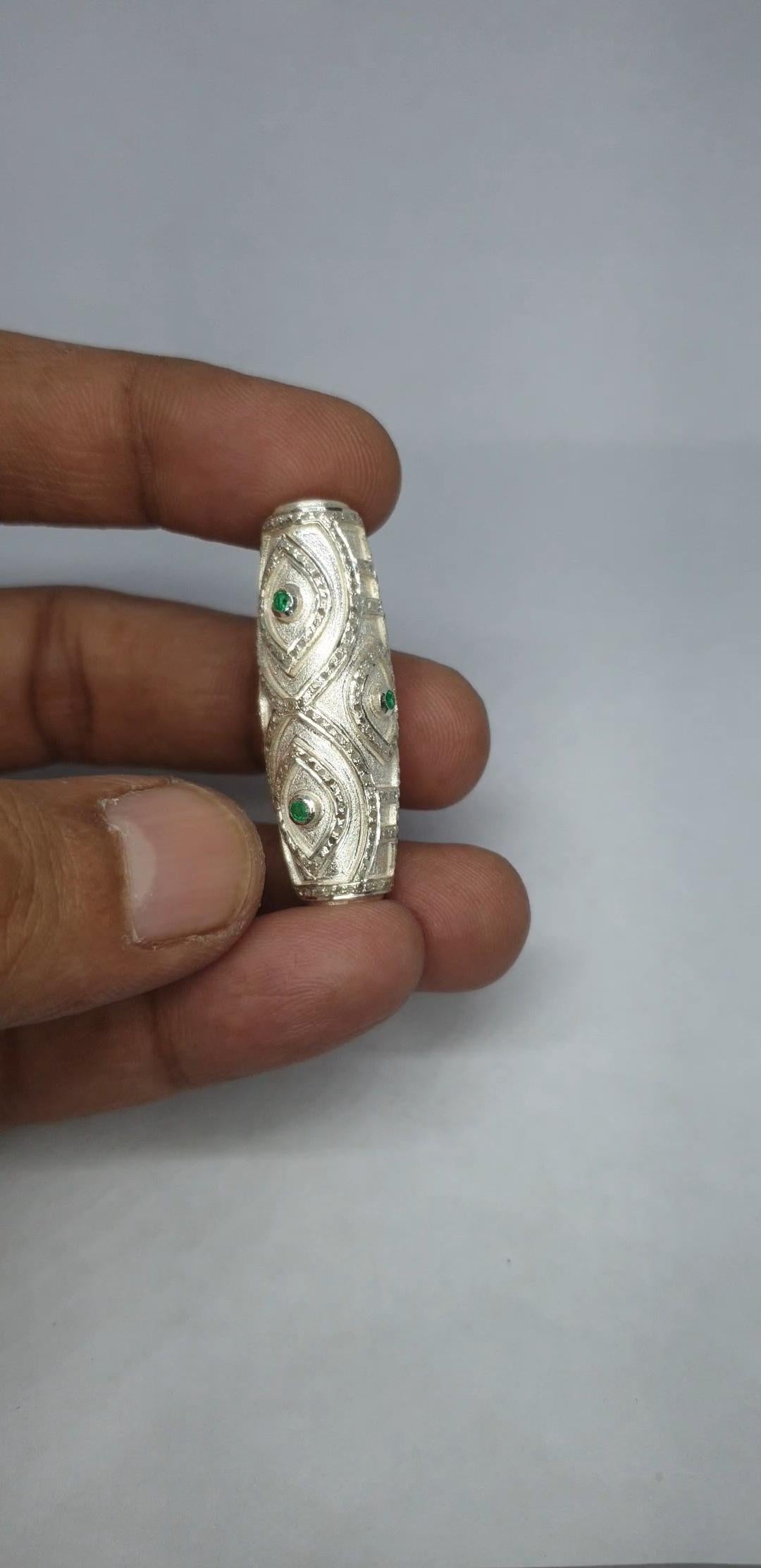 Perline Dze con diamanti e smeraldi in pavé Argento 925 in vendita 2