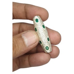 Pave diamond and emerald Dze beads 925 sterling silver