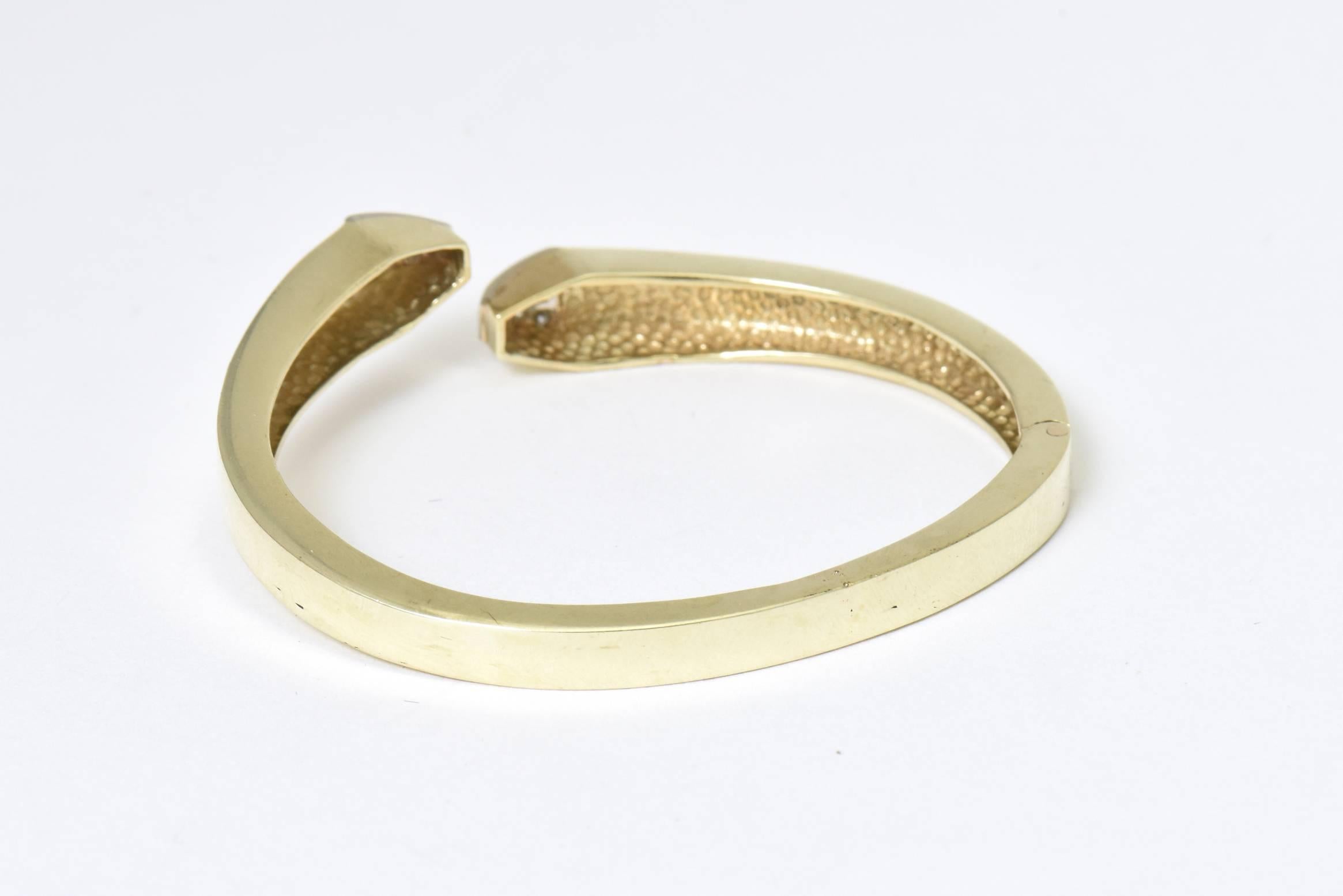 Pave Diamond and Gold Geometric Bangle Bracelets, Pair 4