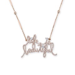 Pave Diamond and Gold "Life is Beautiful" Necklace