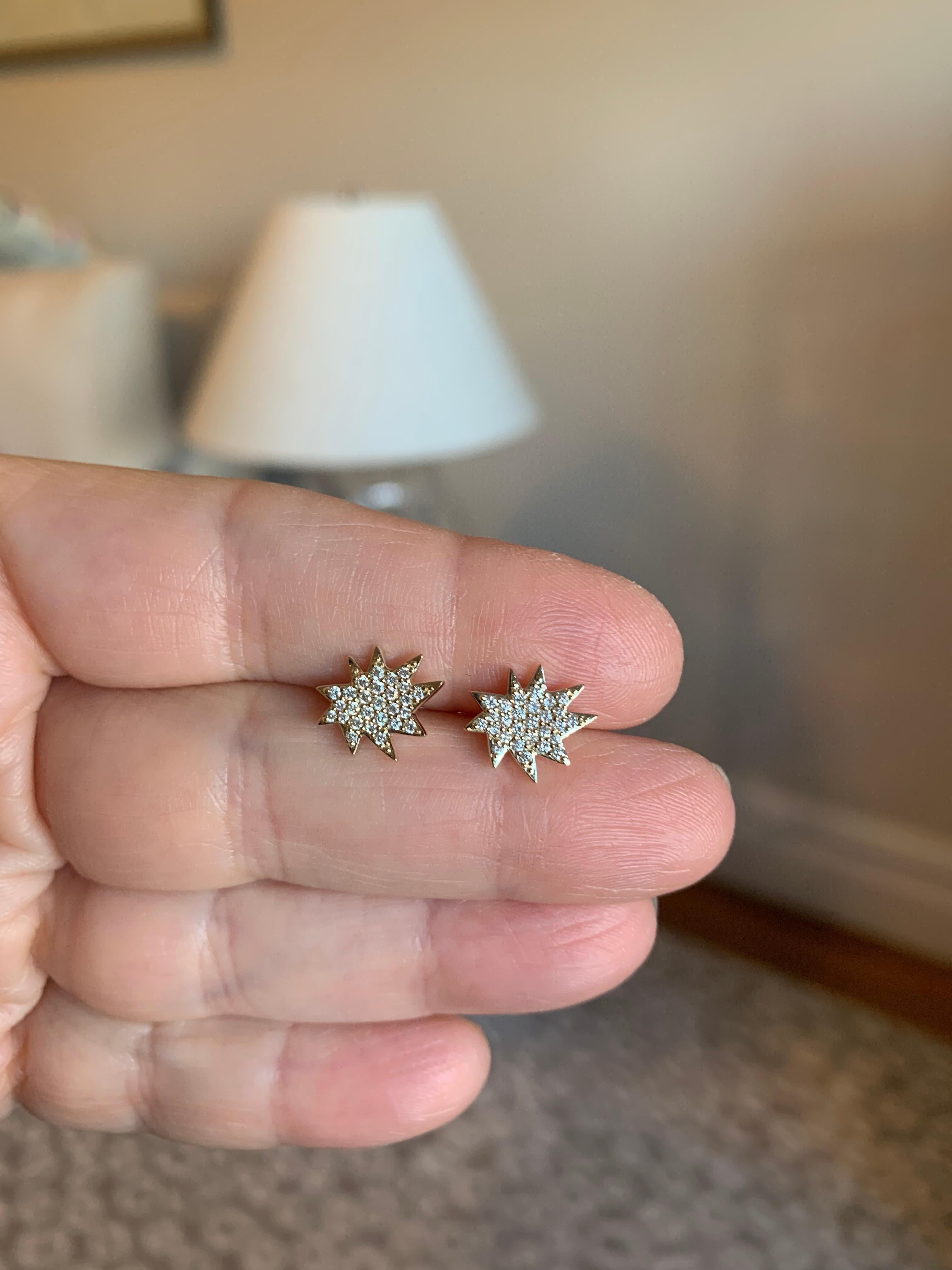 Perfect everyday earrings! Our new Mini Stella Studs go from morning to night with ease. Our iconic 14k gold organic star in a new delicate size flatters everyone and adds a touch of sparkle with pavé diamonds on each stud. 

14k matte yellow gold,