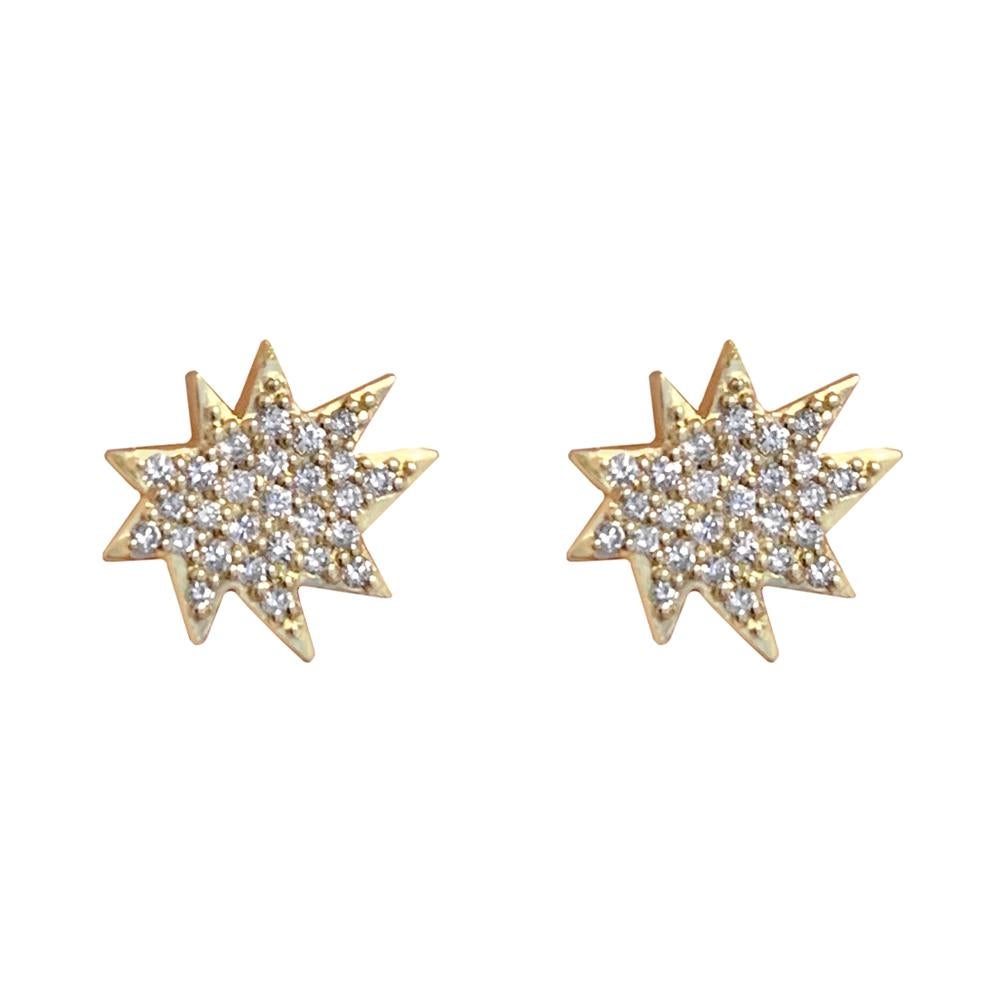 Pavé Diamond and Gold Mini Stella Stud Earrings