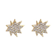 Pavé Diamond and Gold Mini Stella Stud Earrings
