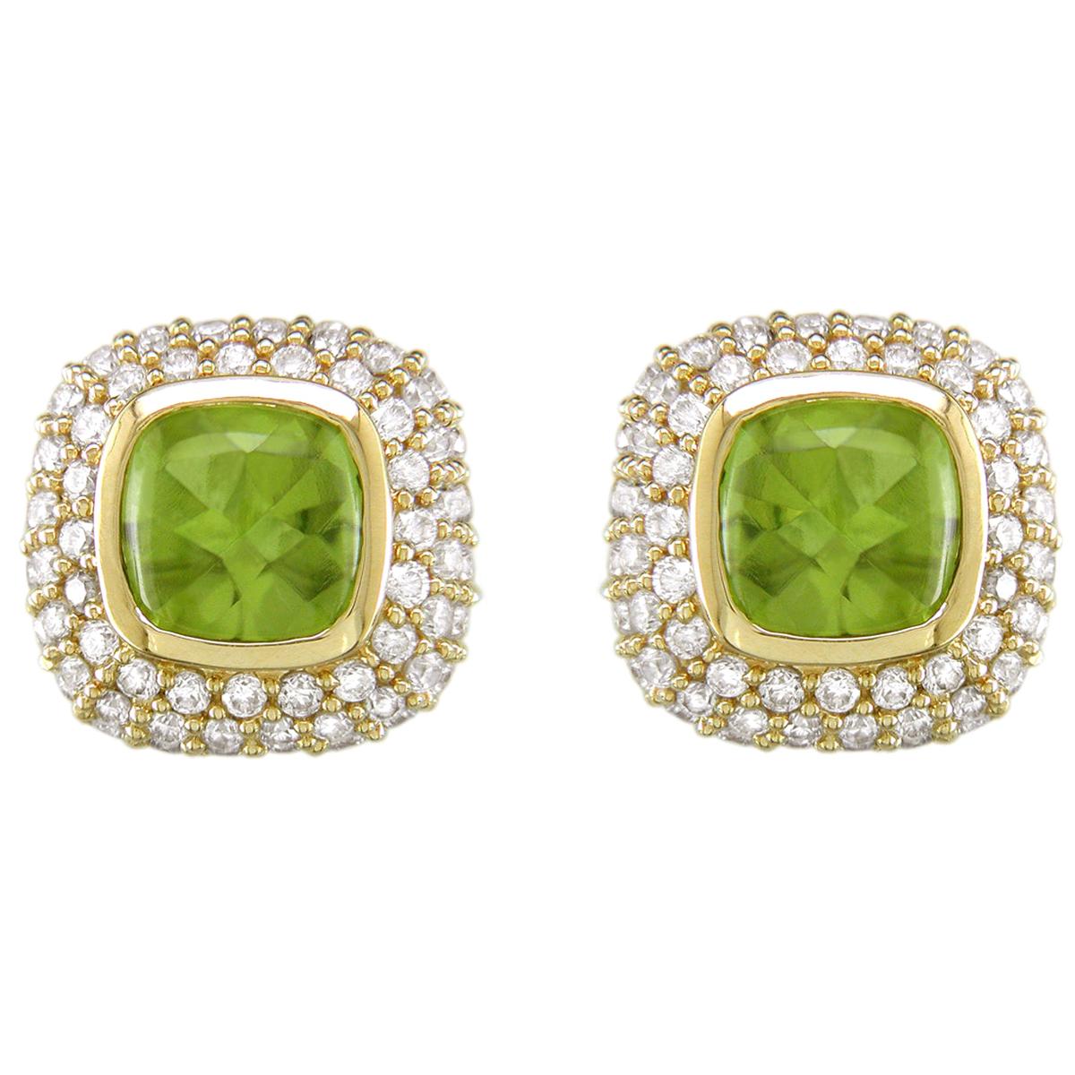 Hammerman Brothers Pave Diamond and Peridot Earrings For Sale