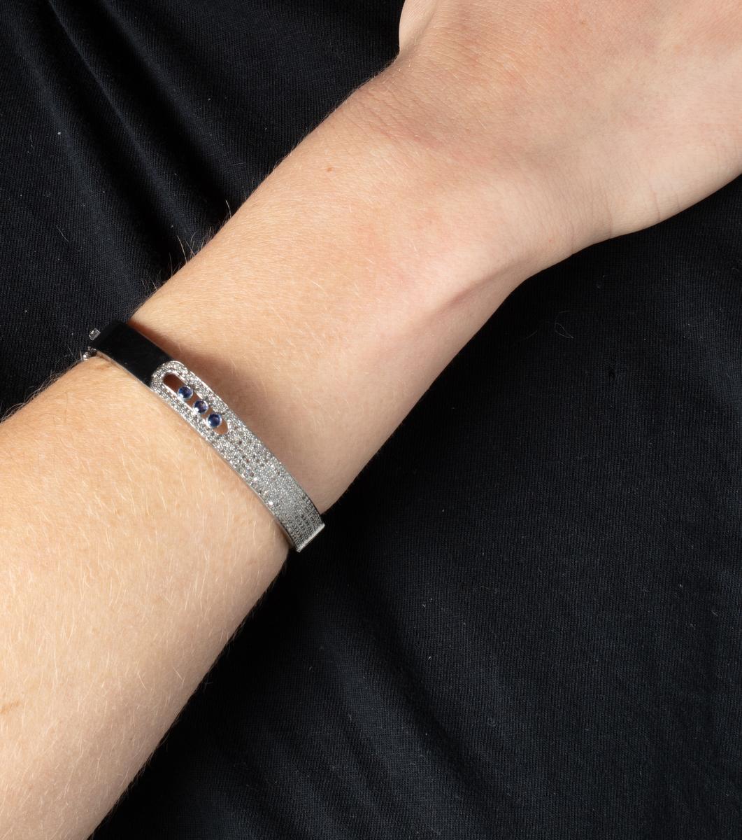 Women's or Men's Pave` Diamond and Sapphire Bracelet