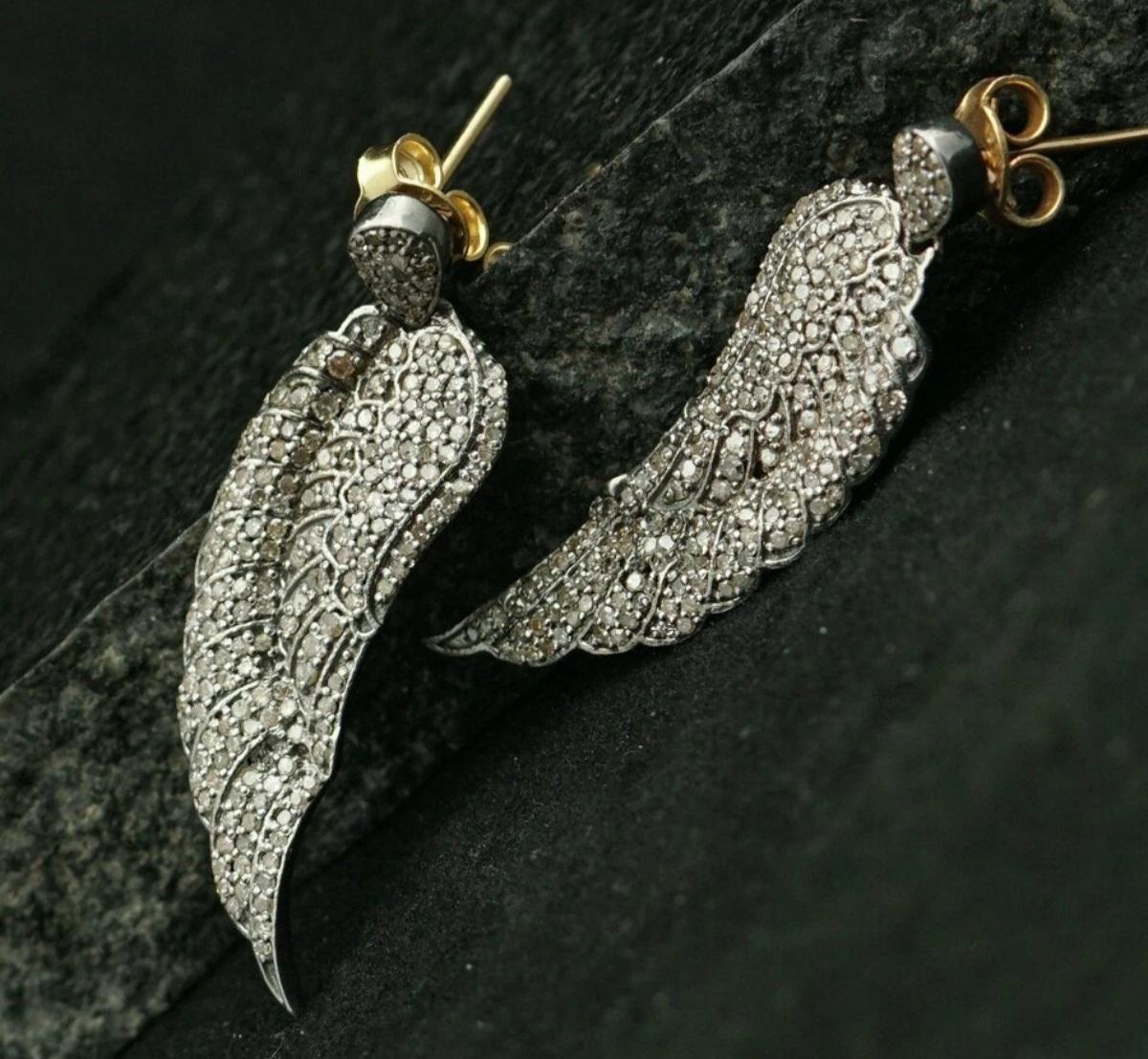 De las mujeres Pendientes de diamantes en forma de ala de ángel de plata 925 Set de regalo de pendientes de diamantes para el día de la boda. en venta