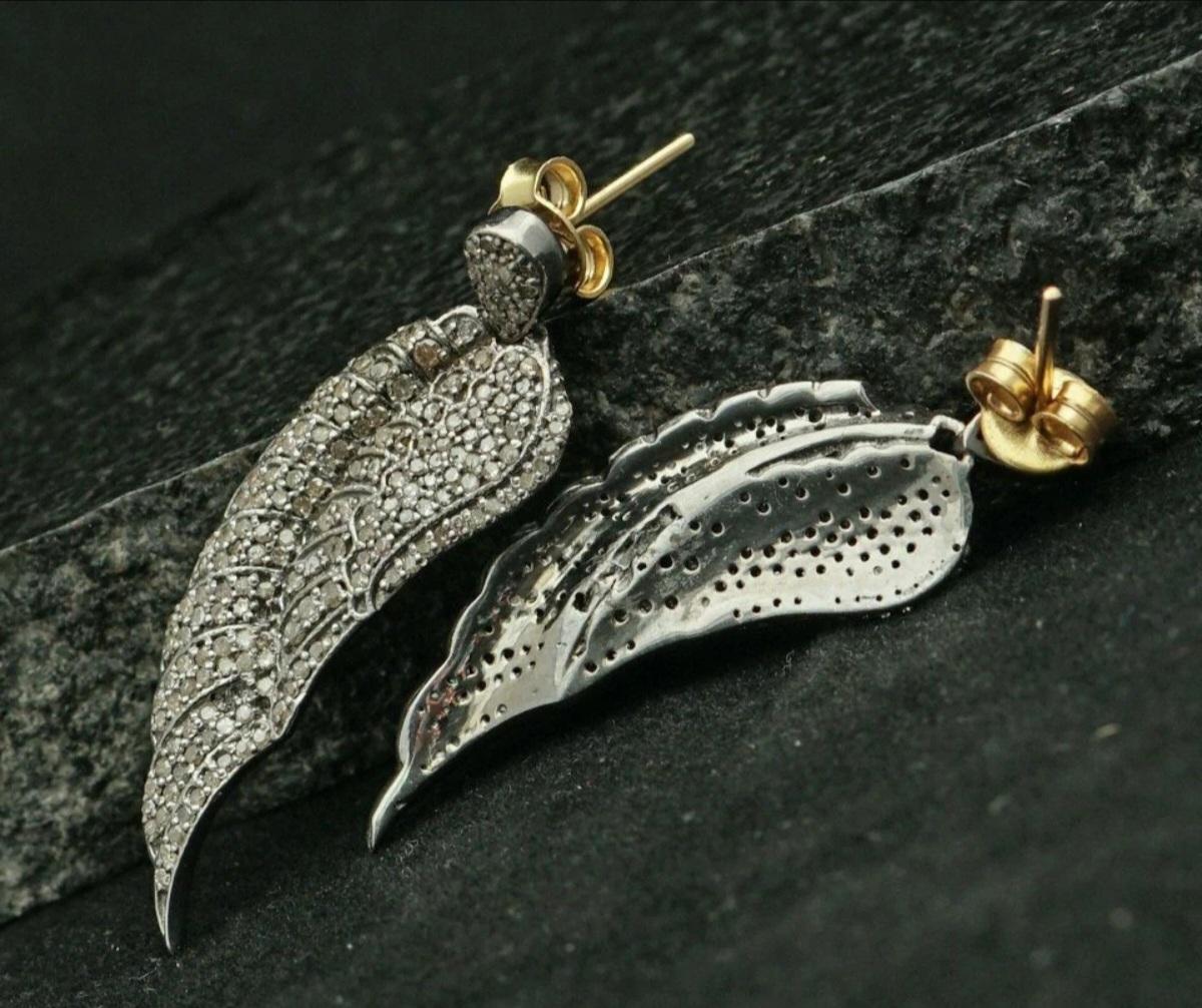 Pendientes de diamantes en forma de ala de ángel de plata 925 Set de regalo de pendientes de diamantes para el día de la boda. en venta 1