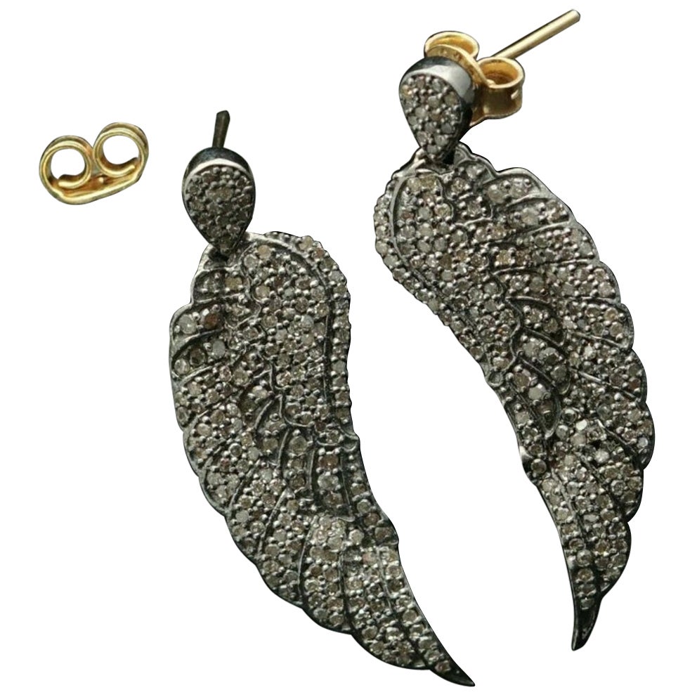 Pave Diamond Angel Wing Ohrring 925 Silber Hochzeitstag Diamant Ohrring Geschenk-Set.