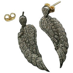 Pave Diamond Angel Wing Earring 925 Silver Wedding Day Diamond Earring Gift Set.