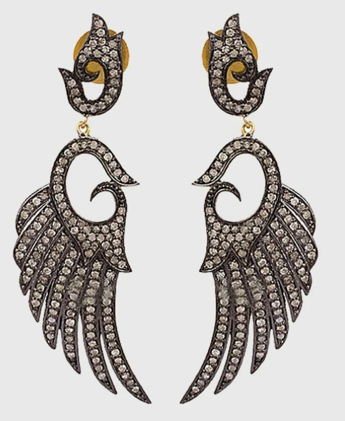 Pave Diamond Angel Wing Ohrring Set 925 Silber Diamant Damen Ohrringe Geschenk. im Angebot 1