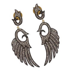 Pave Diamond Angel Wing Earring Set 925 Silver Diamond Womens Earrings Gift.