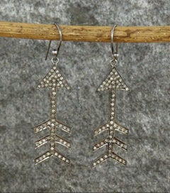 Pave Diamond Arrow Earring 925 Silver Diamond Vintage Earring Birthday Charm.