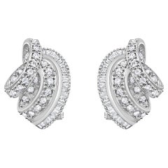 Orecchini Pave Diamond Baguette 1,22cttw in oro bianco 14k