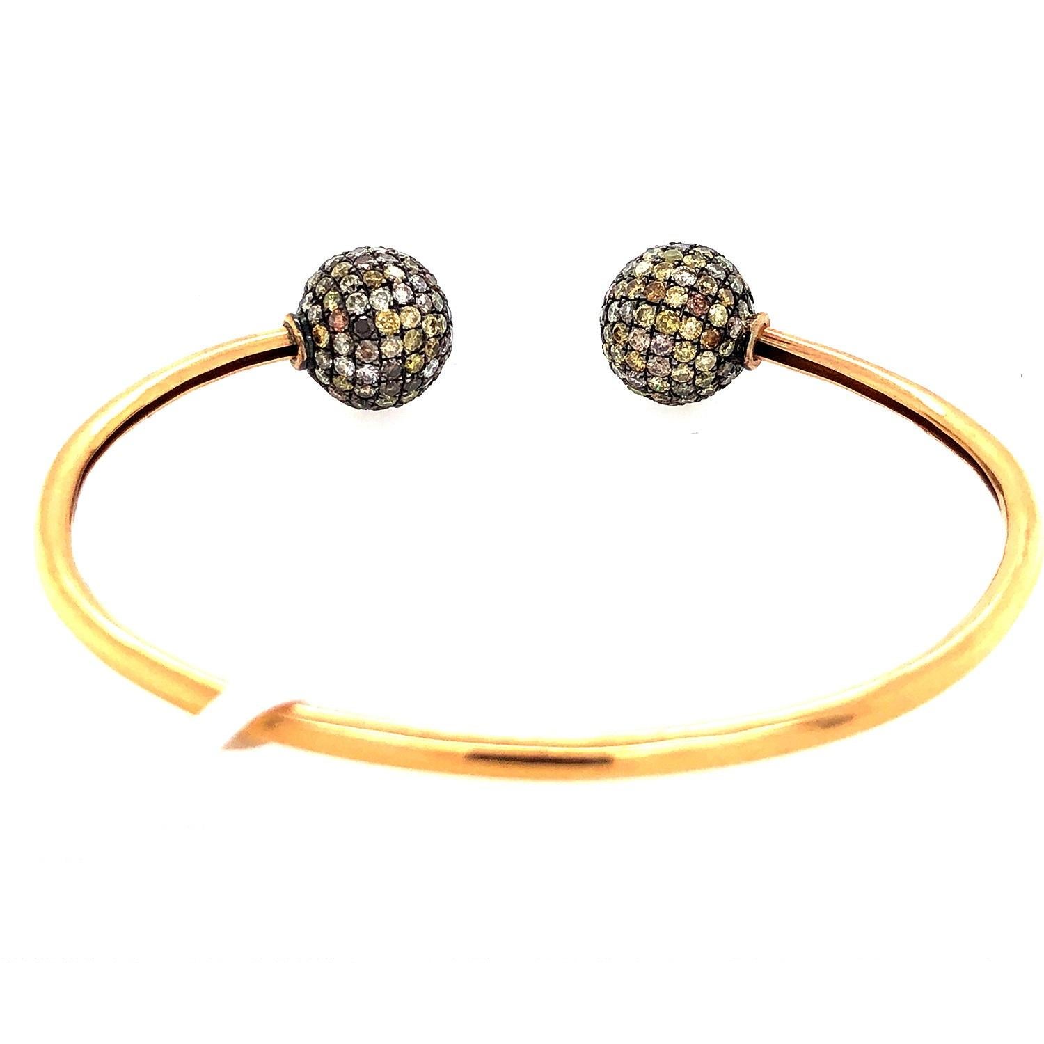 gold bangle with diamond balls