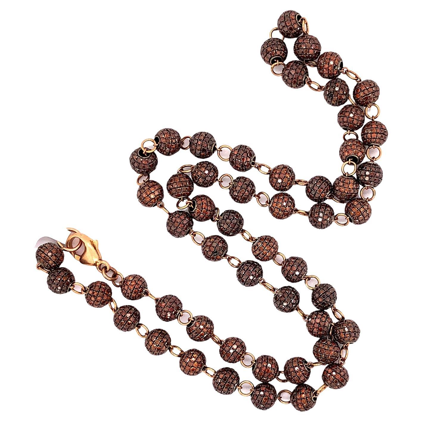 Pave Diamond Ball Kette Halskette in 14k Gold gemacht