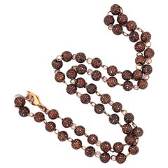 Pave Diamond Ball Chain Necklace Made in 14k Gold