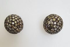 Pave Fancy Diamond Ball Earrings